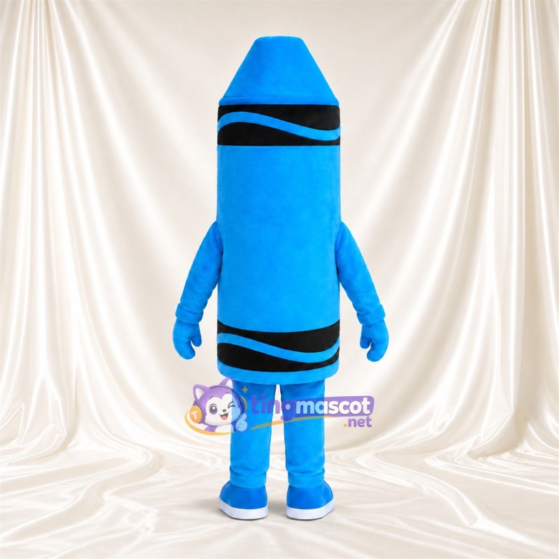 Costume de mascotte Crayon de cire – bleu – Visage souriant (noir) Costume de mascotte Crayon de cire – bleu – Visage souriant (noir)