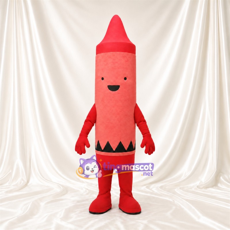 Costume de mascotte Crayon de cire – rouge – Sourire (noir, petit) Costume de mascotte Crayon de cire – rouge – Sourire (noir, petit)