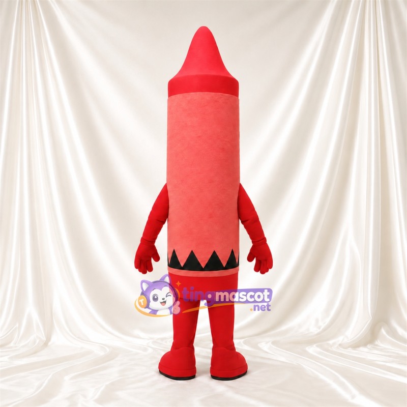 Costume de mascotte Crayon de cire – rouge – Sourire (noir, petit) Costume de mascotte Crayon de cire – rouge – Sourire (noir, petit)