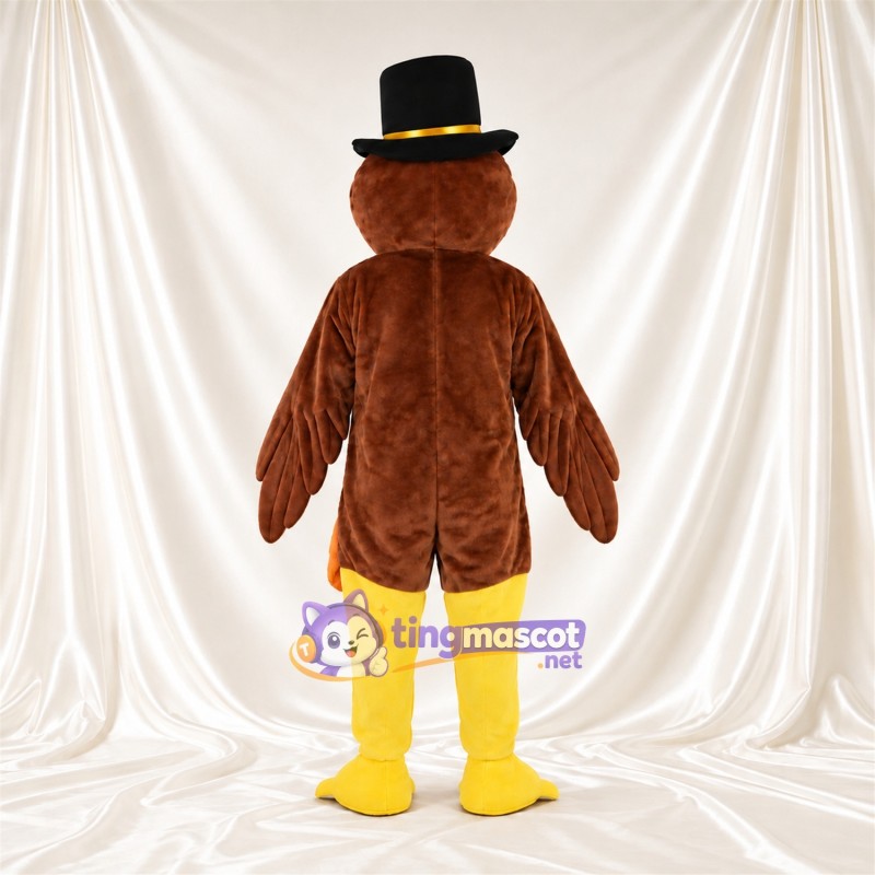 Brown Turkey Mascot Costume - Black Pilgrim Hat and Red Wattle Brown Turkey Mascot Costume - Black Pilgrim Hat and Red Wattle