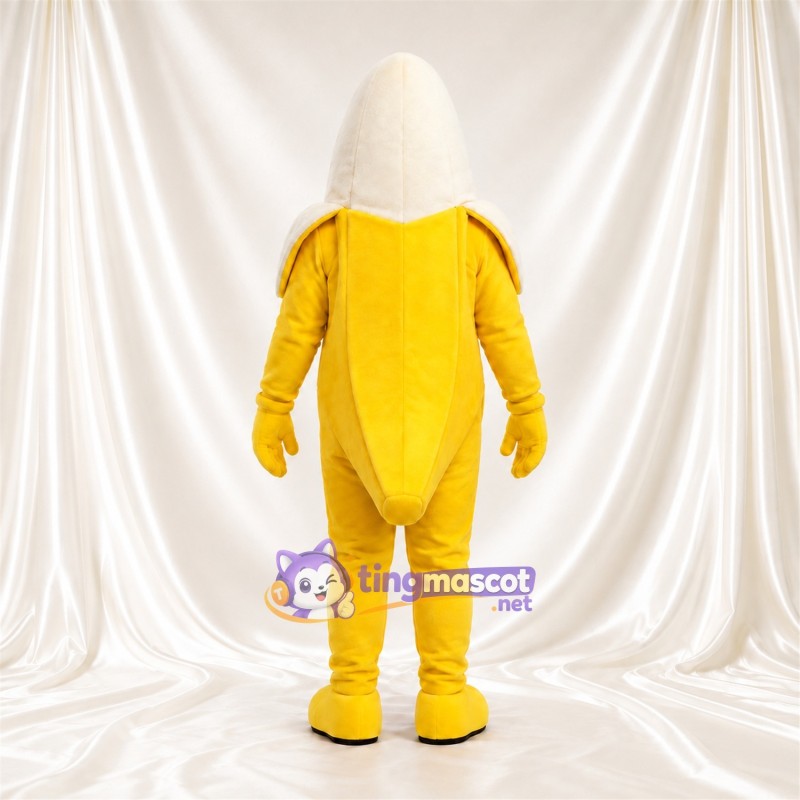 Yellow Banana Mascot Costume - Peeled Sides and Smiling White Fruit Yellow Banana Mascot Costume - Peeled Sides and Smiling White Fruit