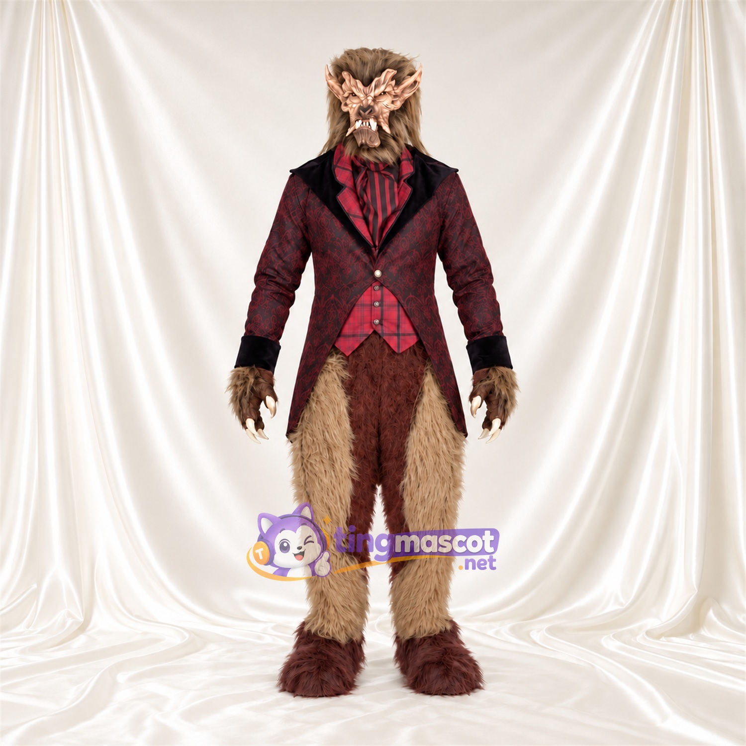 Maskottchenkostüm Werwolf – wie abgebildet – Weste (bordeauxrot, rot) Maskottchenkostüm Werwolf – wie abgebildet – Weste (bordeauxrot, rot)