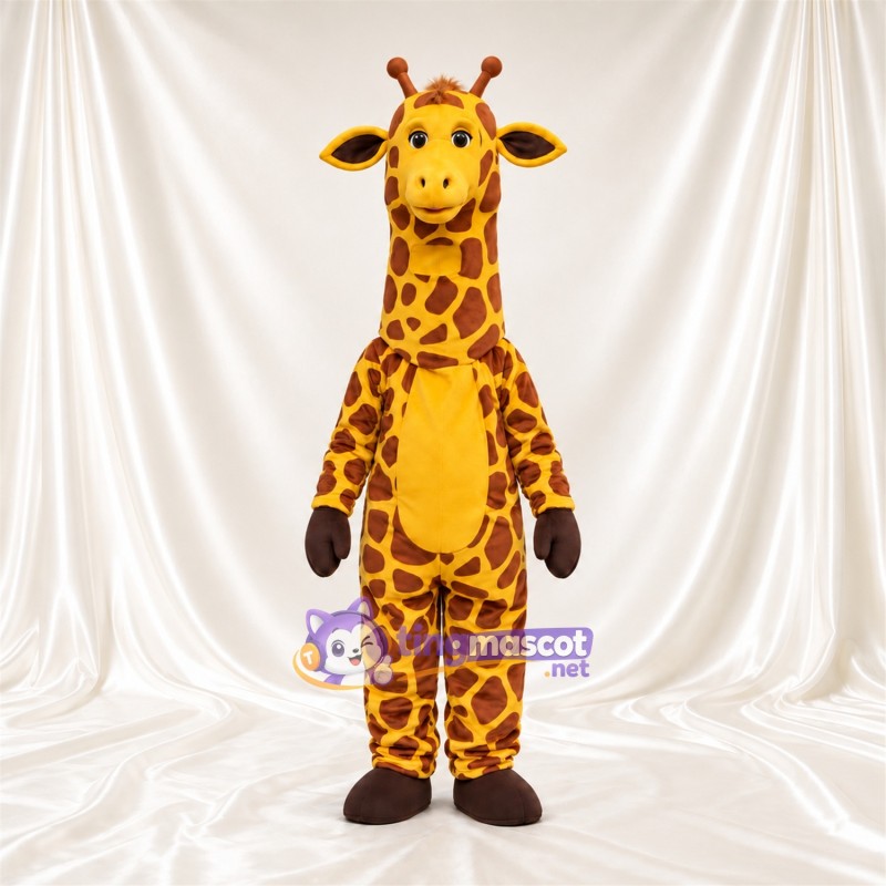 Costume de mascotte Girafe – jaune – Taches (marron); Ventre (jaune) Costume de mascotte Girafe – jaune – Taches (marron); Ventre (jaune)