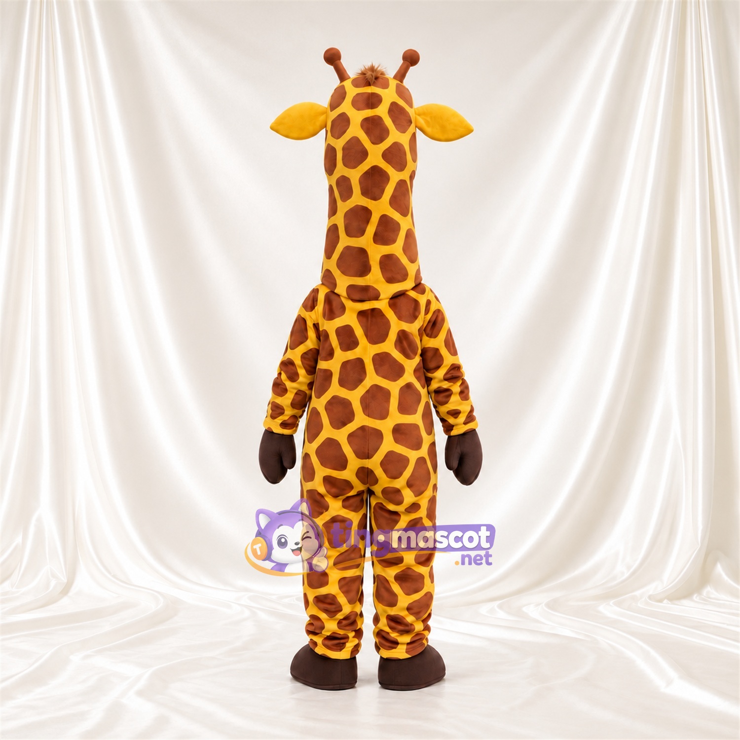 Costume de mascotte Girafe – jaune – Taches (marron); Ventre (jaune) Costume de mascotte Girafe – jaune – Taches (marron); Ventre (jaune)