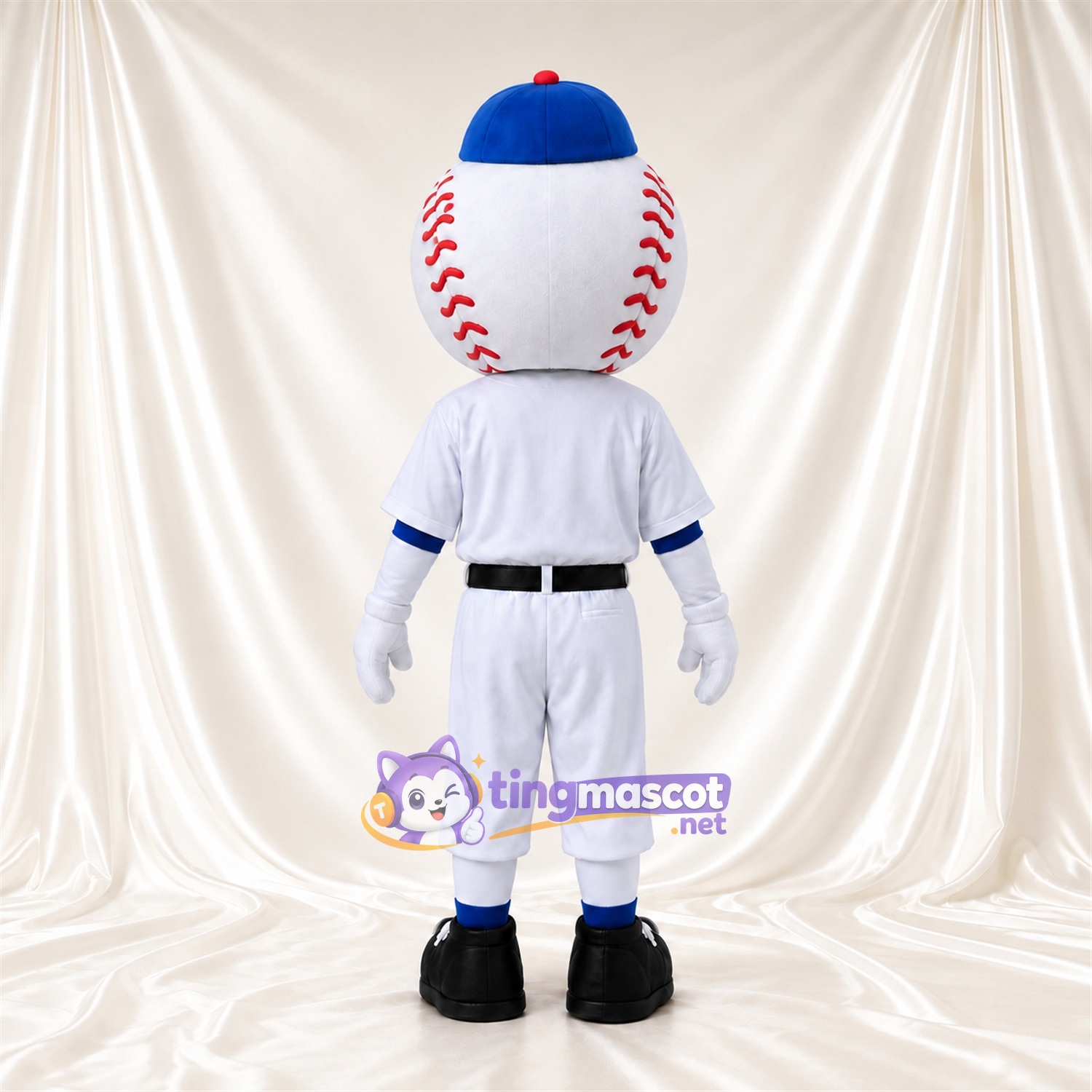 Baseball Character Mascot Costume - Blue Cap and White Uniform Baseball Character Mascot Costume - Blue Cap and White Uniform