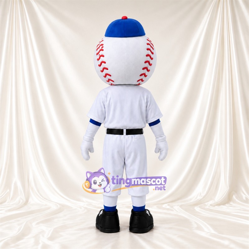 Baseball Character Mascot Costume - Blue Cap and White Uniform Baseball Character Mascot Costume - Blue Cap and White Uniform