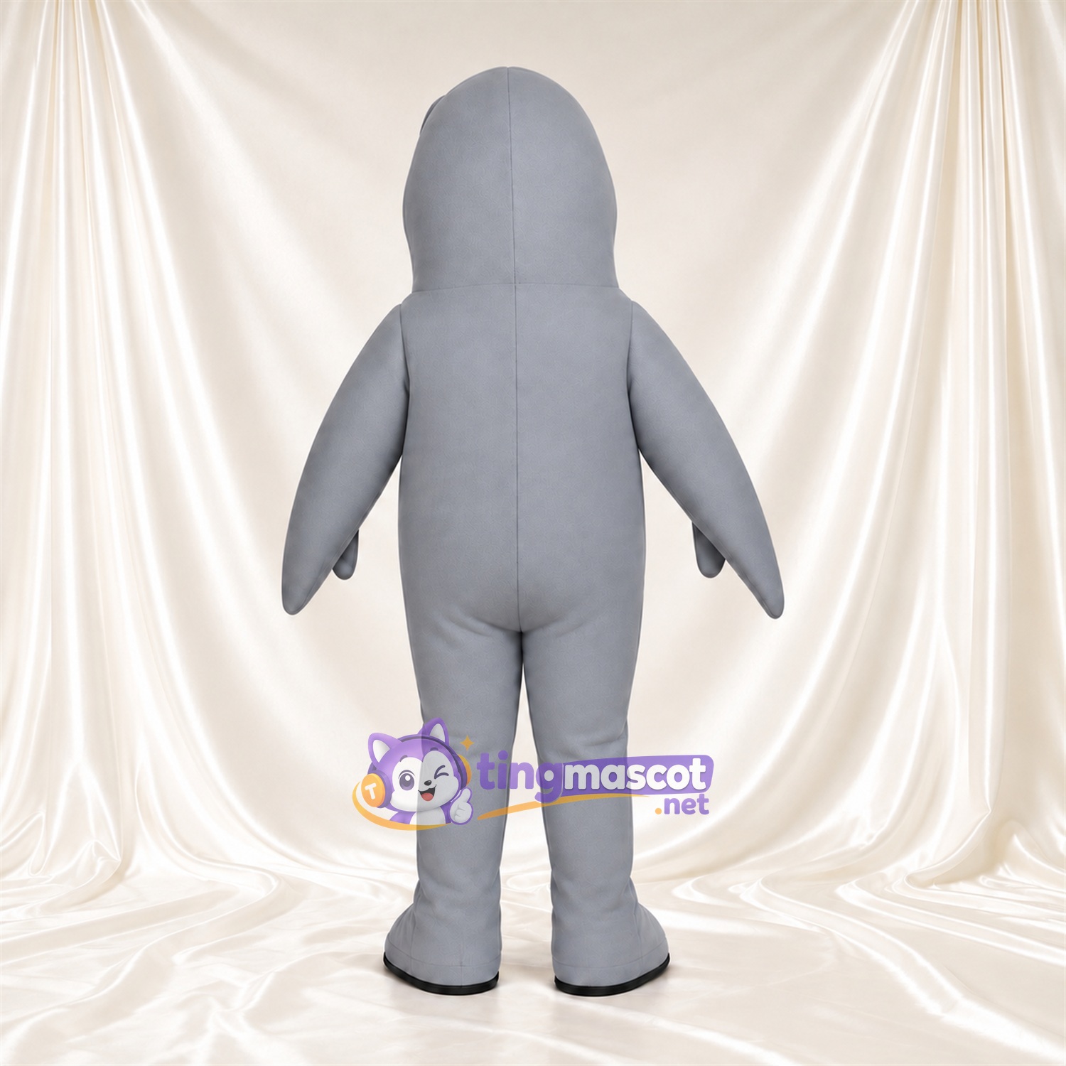 Costume de mascotte Créature marine – gris – Ventre (blanc) Costume de mascotte Créature marine – gris – Ventre (blanc)