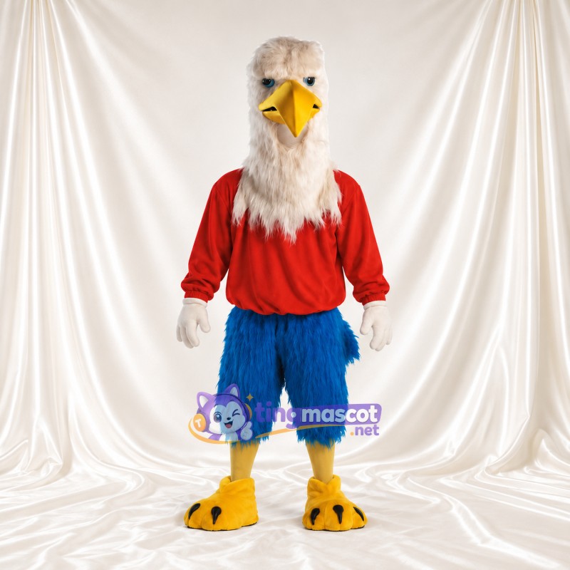 Costume de mascotte Aigle – blanc – Chemise (rouge); Jambes (bleu, à plumes) Costume de mascotte Aigle – blanc – Chemise (rouge); Jambes (bleu, à plumes)