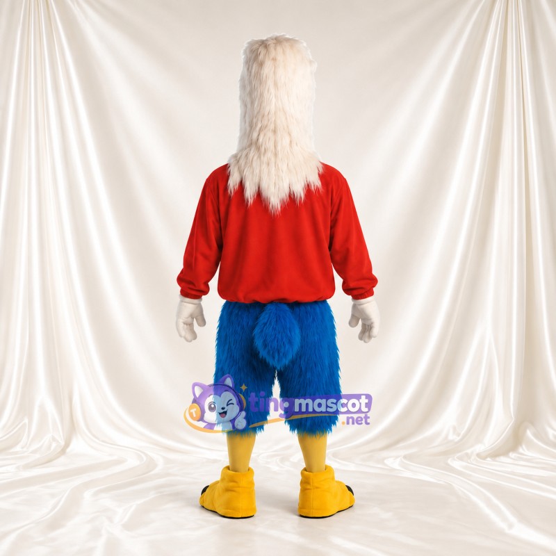 Costume de mascotte Aigle – blanc – Chemise (rouge); Jambes (bleu, à plumes) Costume de mascotte Aigle – blanc – Chemise (rouge); Jambes (bleu, à plumes)