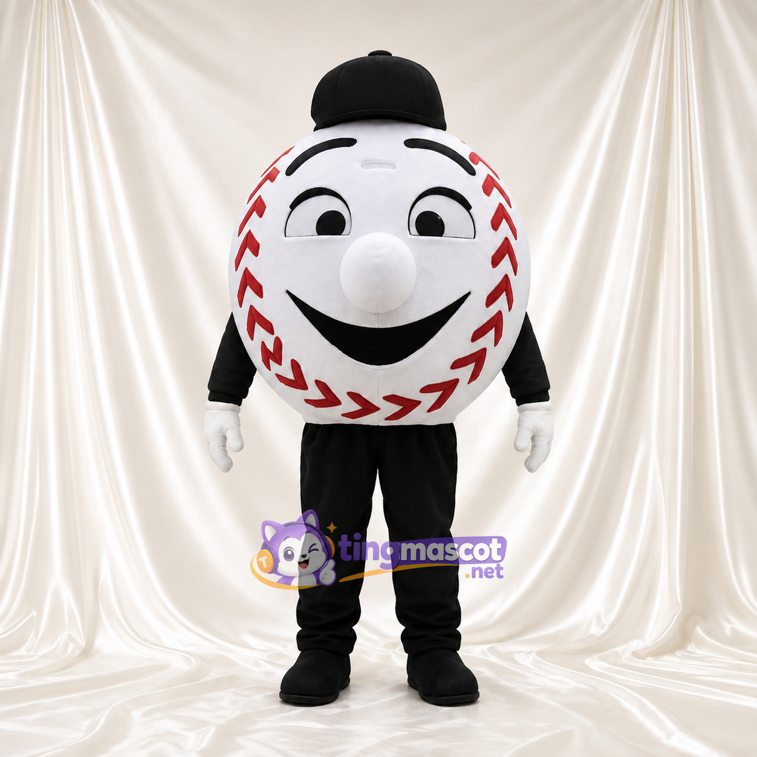 Baseball Character Mascot Costume - Black Cap and Black Limbs Baseball Character Mascot Costume - Black Cap and Black Limbs