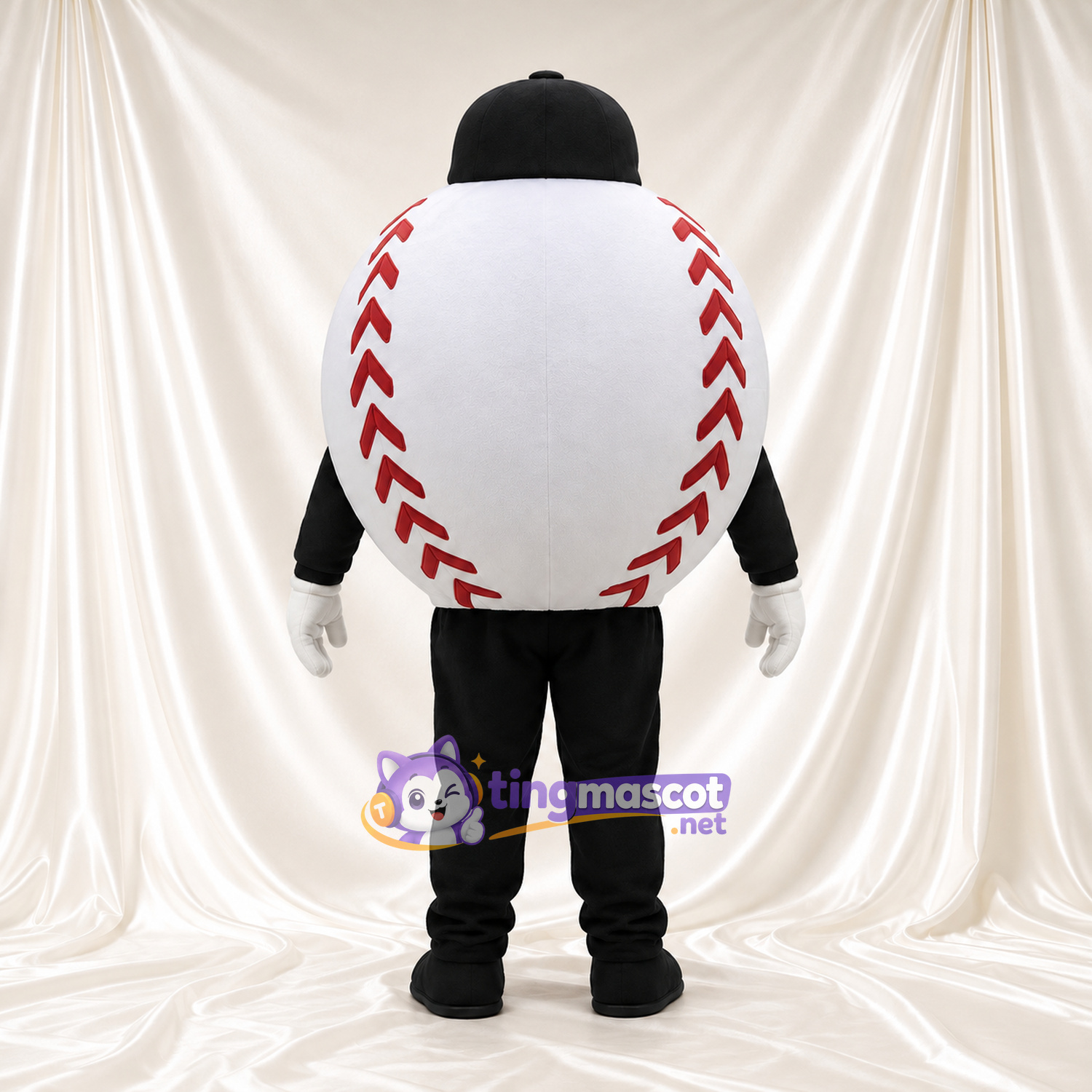 Baseball Character Mascot Costume - Black Cap and Black Limbs Baseball Character Mascot Costume - Black Cap and Black Limbs
