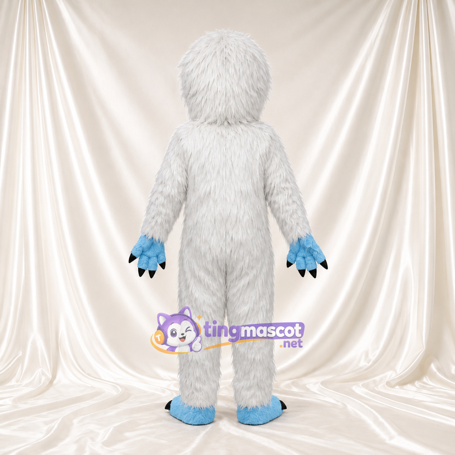 Costume de mascotte Yéti – blanc – Visage (bleu); Pattes (bleu) Costume de mascotte Yéti – blanc – Visage (bleu); Pattes (bleu)