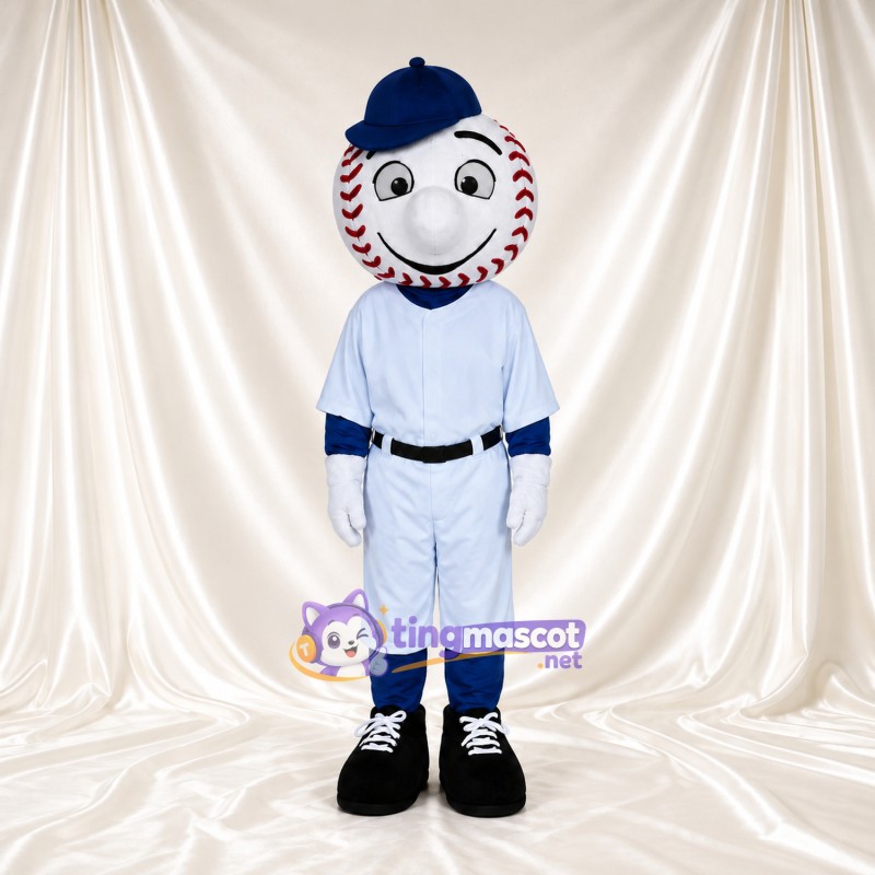 Baseball Character Mascot Costume - Navy Cap and White Sports Uniform Baseball Character Mascot Costume - Navy Cap and White Sports Uniform