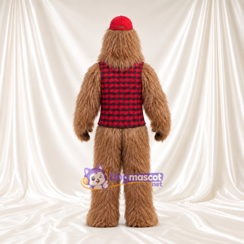 Costume de mascotte Bigfoot – marron – Casquette (rouge); Gilet Costume de mascotte Bigfoot – marron – Casquette (rouge); Gilet