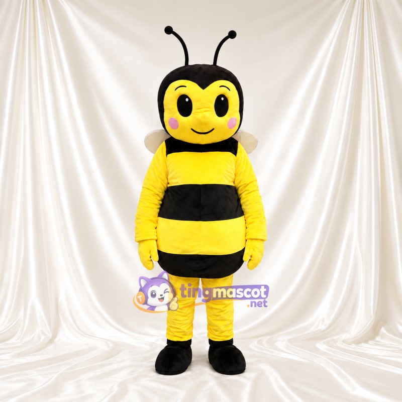 Costume de mascotte Abeille – jaune – Rayures (noir); Joues (rosé) Costume de mascotte Abeille – jaune – Rayures (noir); Joues (rosé)