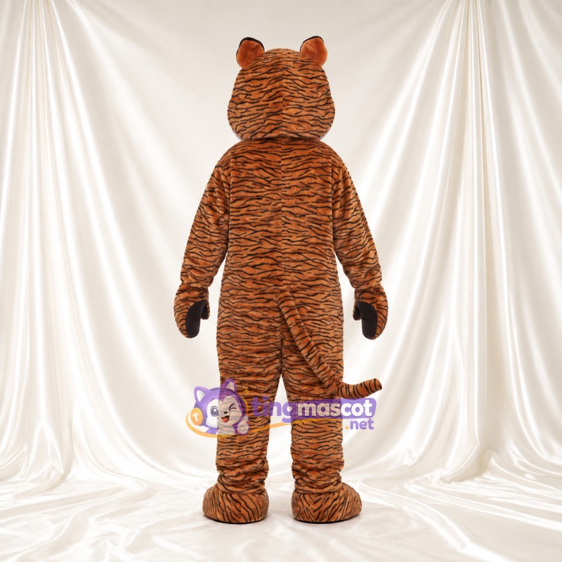 Costume de mascotte Tigre – marron – Fines rayures; Ventre (blanc) Costume de mascotte Tigre – marron – Fines rayures; Ventre (blanc)