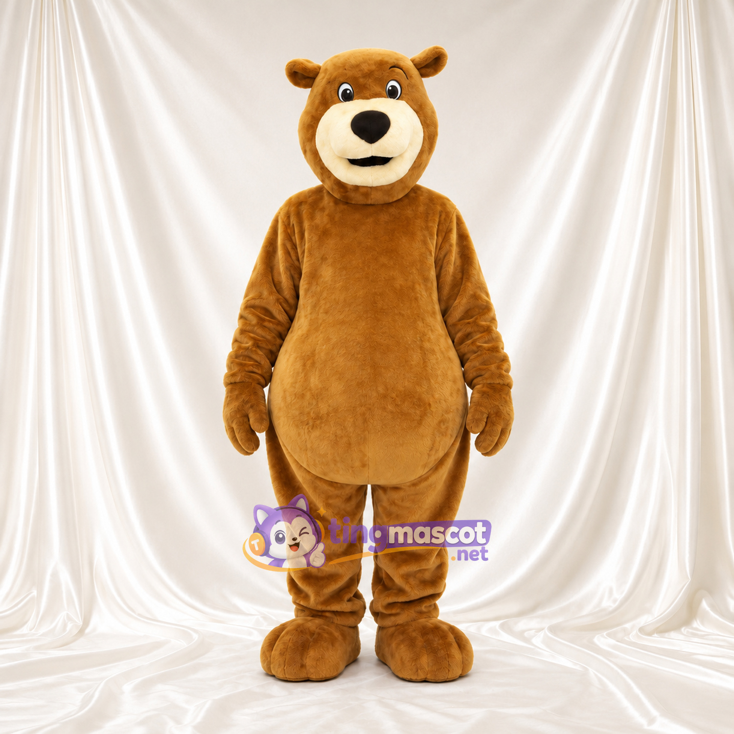 Golden Bear Mascot Costume - Cream Muzzle and Oval Belly Golden Bear Mascot Costume - Cream Muzzle and Oval Belly
