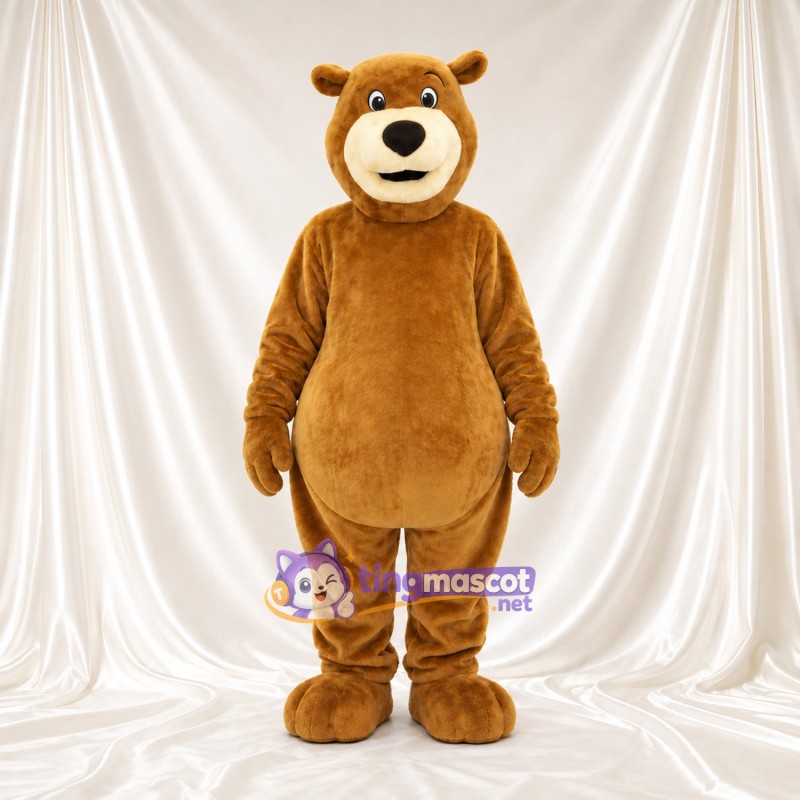 Golden Bear Mascot Costume - Cream Muzzle and Oval Belly Golden Bear Mascot Costume - Cream Muzzle and Oval Belly