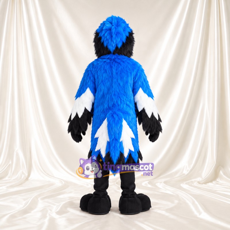 Maskottchenkostüm Blauhäher – wie abgebildet – Brust (schwarz); Flügelspitzen (weiß) Maskottchenkostüm Blauhäher – wie abgebildet – Brust (schwarz); Flügelspitzen (weiß)