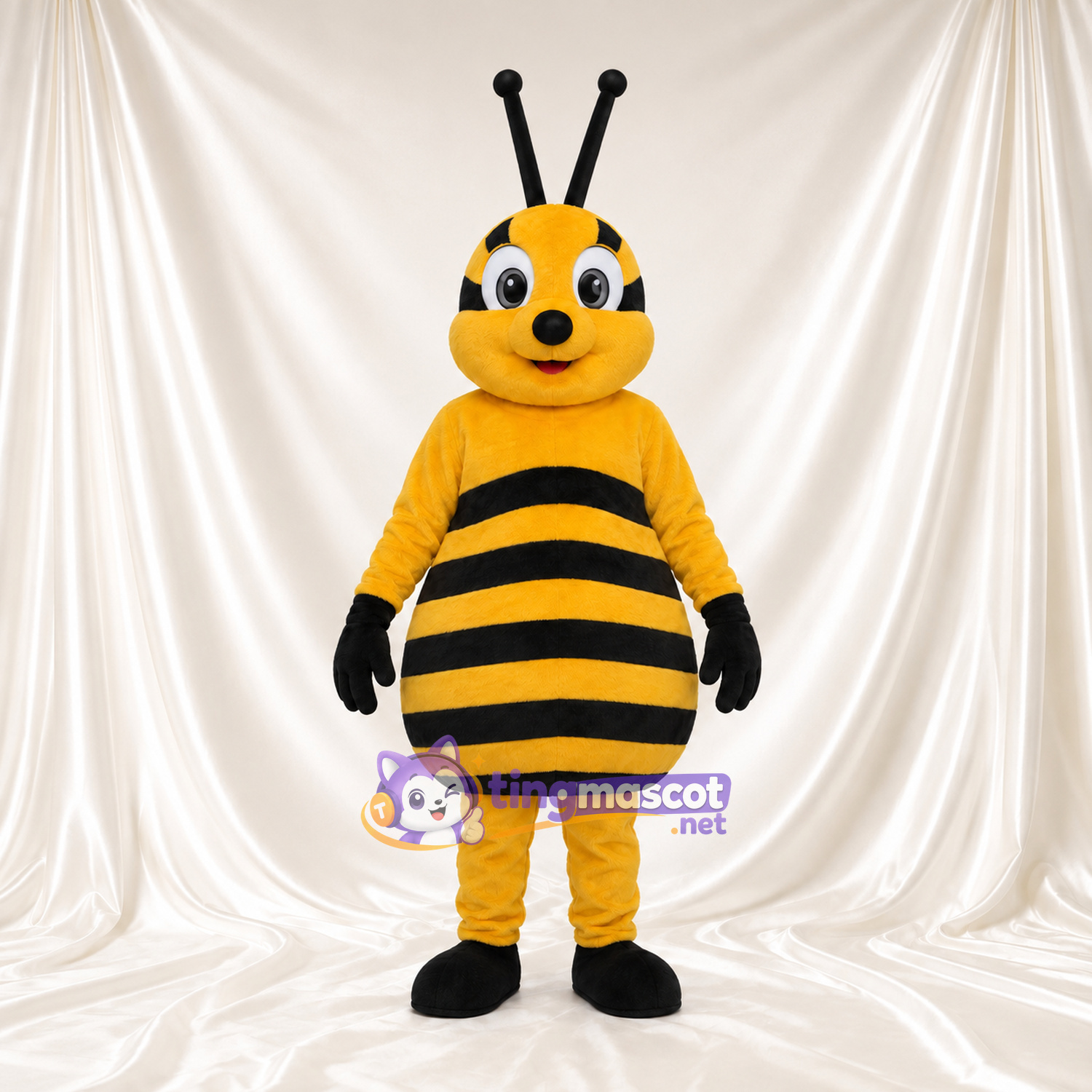 Costume de mascotte Abeille – jaune – Corps rayé; Antennes (noir) Costume de mascotte Abeille – jaune – Corps rayé; Antennes (noir)