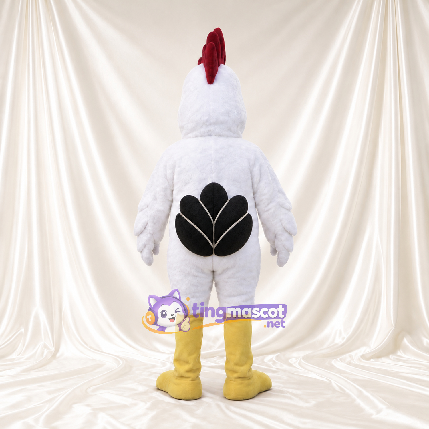Costume de mascotte Poule – blanc – Crête (rouge); Jambes (jaune) Costume de mascotte Poule – blanc – Crête (rouge); Jambes (jaune)