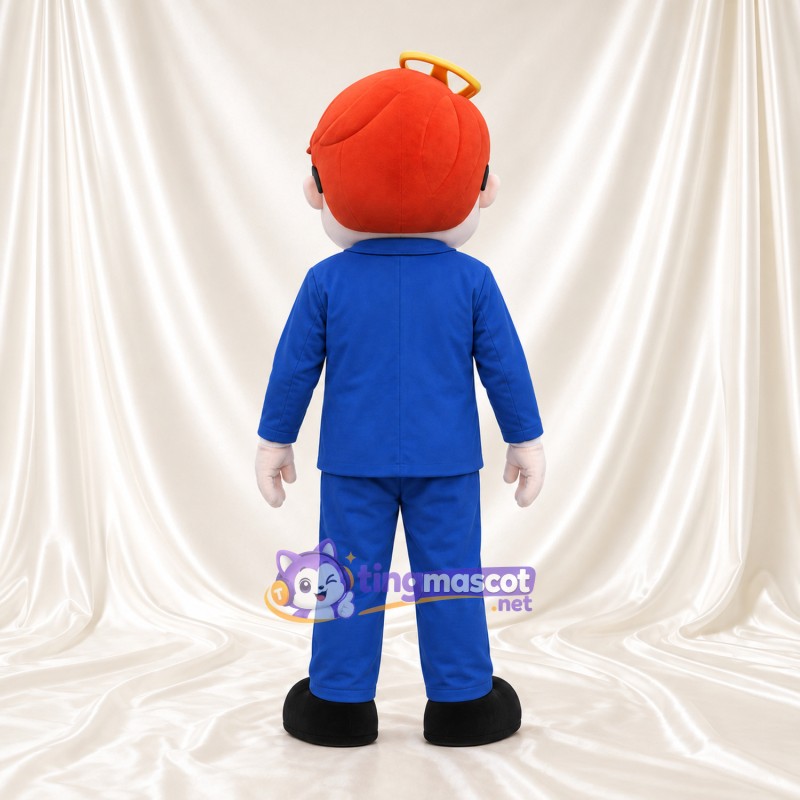 Costume de mascotte Garçon – rouge – Costume (bleu); Lunettes (grand) Costume de mascotte Garçon – rouge – Costume (bleu); Lunettes (grand)