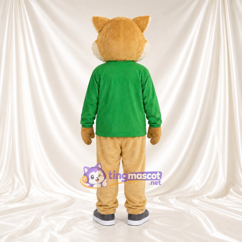 Costume de mascotte Renard – brun clair – Chemise (vert); Pantalon (brun clair) Costume de mascotte Renard – brun clair – Chemise (vert); Pantalon (brun clair)