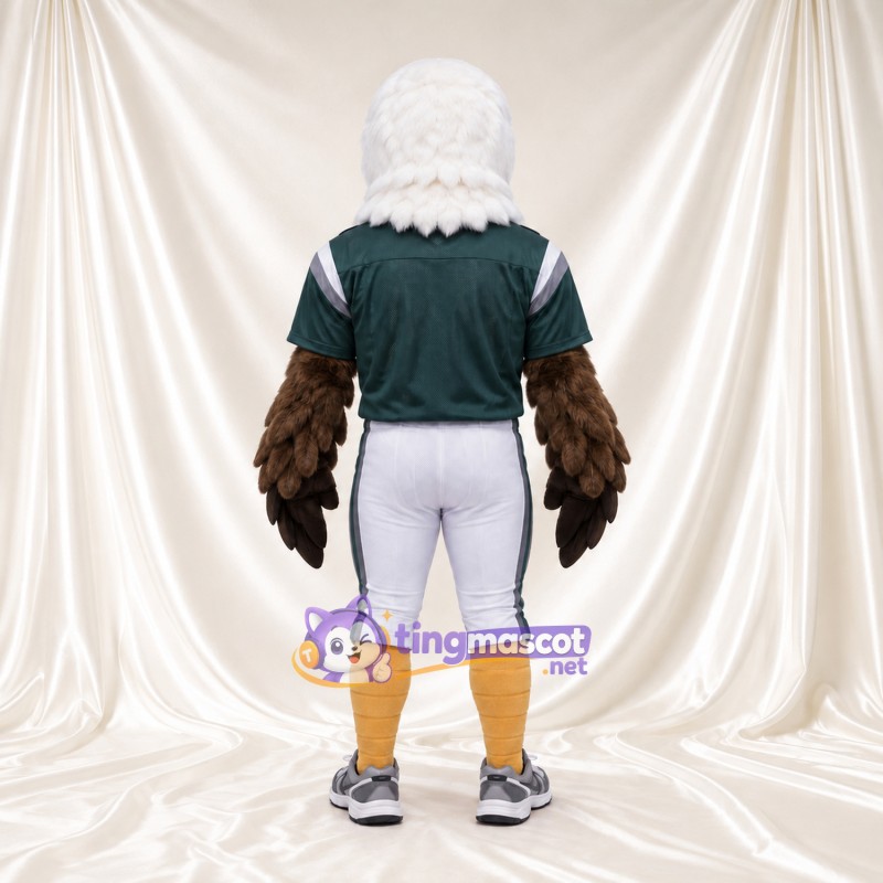 Bald Eagle Mascot Costume - Green Football Jersey and White Pants Bald Eagle Mascot Costume - Green Football Jersey and White Pants