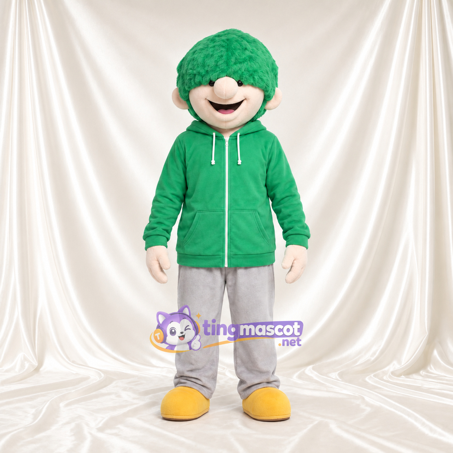 Maskottchenkostüm Jungenfigur – wie abgebildet – Haare (grün); Kapuzenpullover (grün) Maskottchenkostüm Jungenfigur – wie abgebildet – Haare (grün); Kapuzenpullover (grün)