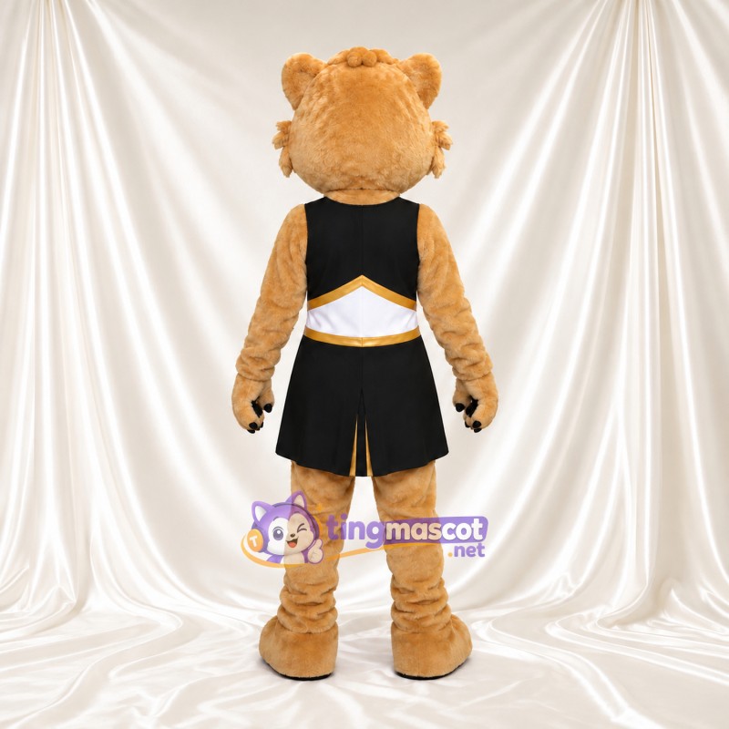 Costume de mascotte Chat – brun clair – Jupe (noir); Bordure (doré) Costume de mascotte Chat – brun clair – Jupe (noir); Bordure (doré)