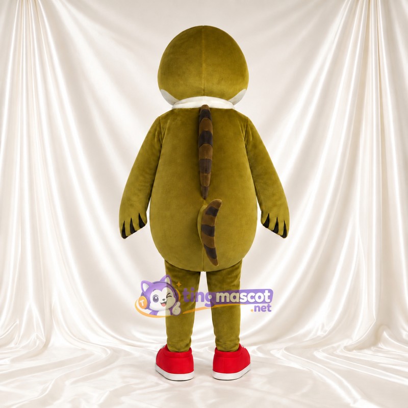 Costume de mascotte Canard – vert olive – Ventre (crème); Baskets (rouge) Costume de mascotte Canard – vert olive – Ventre (crème); Baskets (rouge)