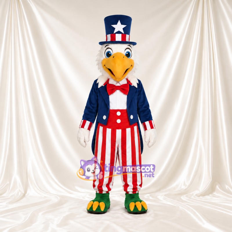 Bald Eagle Mascot Costume - Patriotic Top Hat and Striped Pants Bald Eagle Mascot Costume - Patriotic Top Hat and Striped Pants