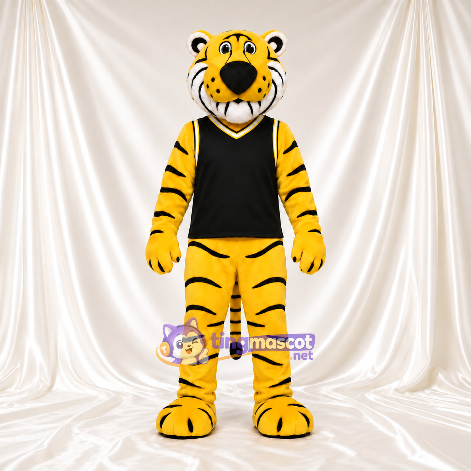 Costume de mascotte Tigre – jaune – Haut (noir) Costume de mascotte Tigre – jaune – Haut (noir)