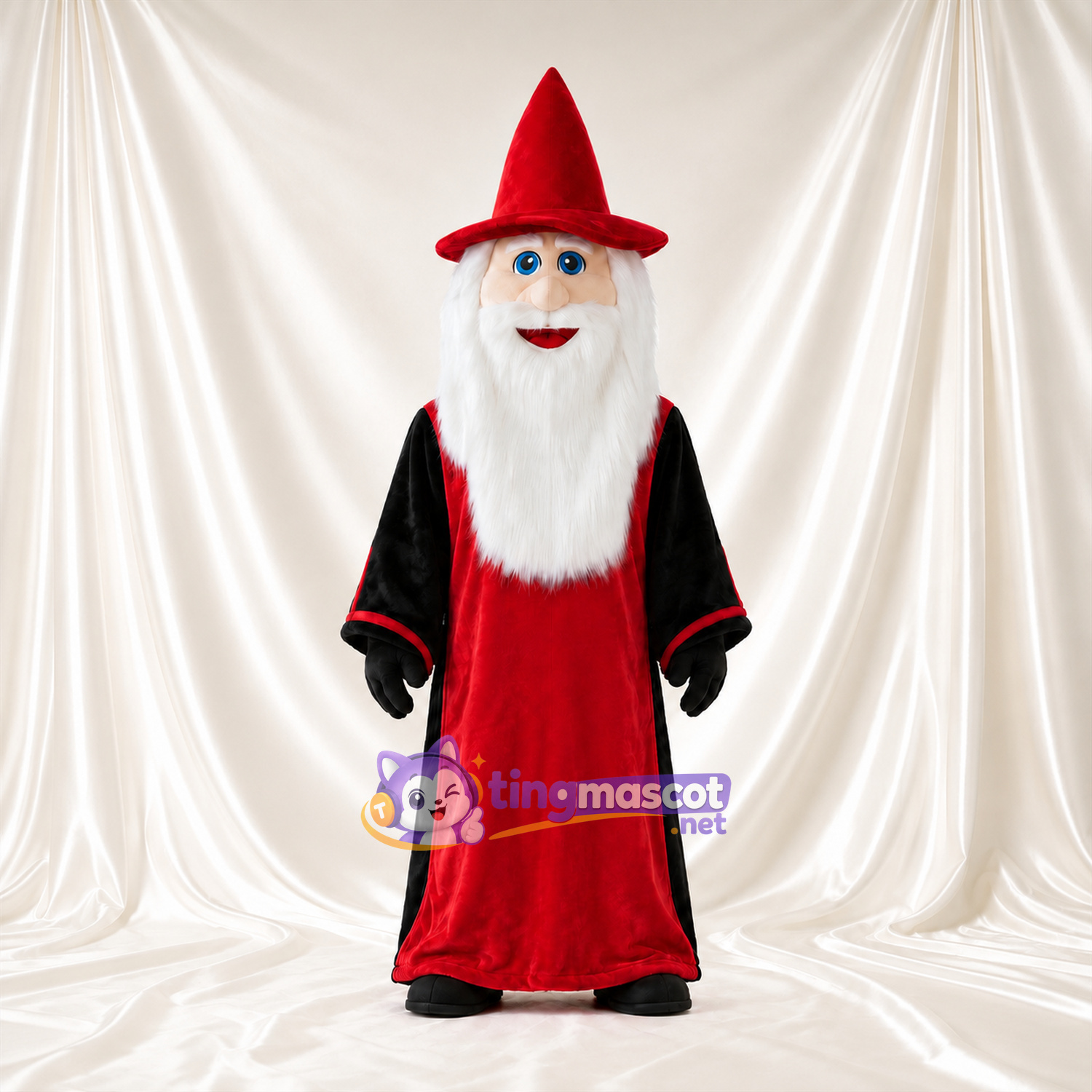 Costume de mascotte Magicien – selon la photo – Chapeau (rouge); Tunique longue (noir, rouge) Costume de mascotte Magicien – selon la photo – Chapeau (rouge); Tunique longue (noir, rouge)