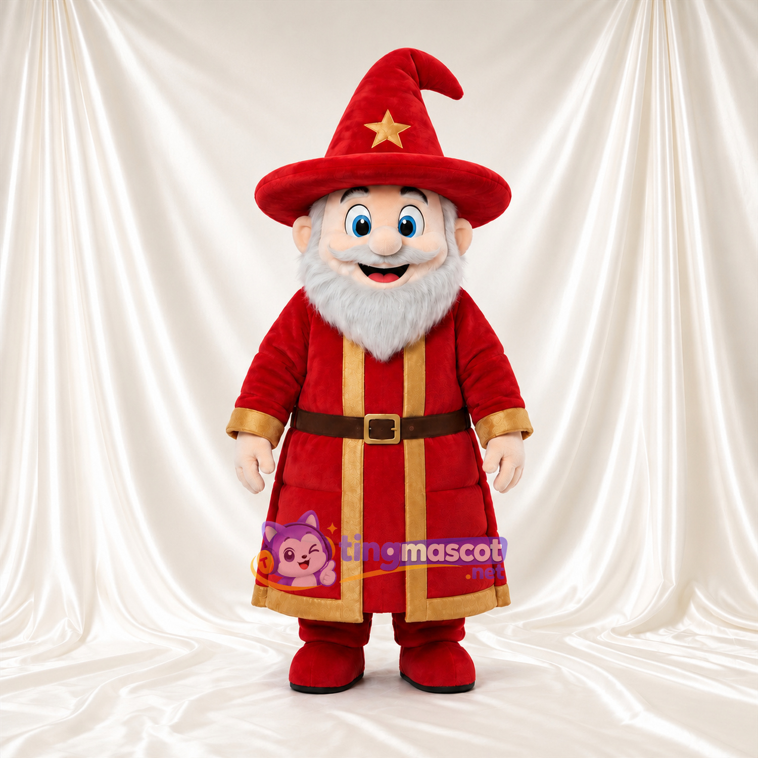 Costume de mascotte Magicien – selon la photo – Étoile (rouge); Chapeau; Manteau (doré) Costume de mascotte Magicien – selon la photo – Étoile (rouge); Chapeau; Manteau (doré)