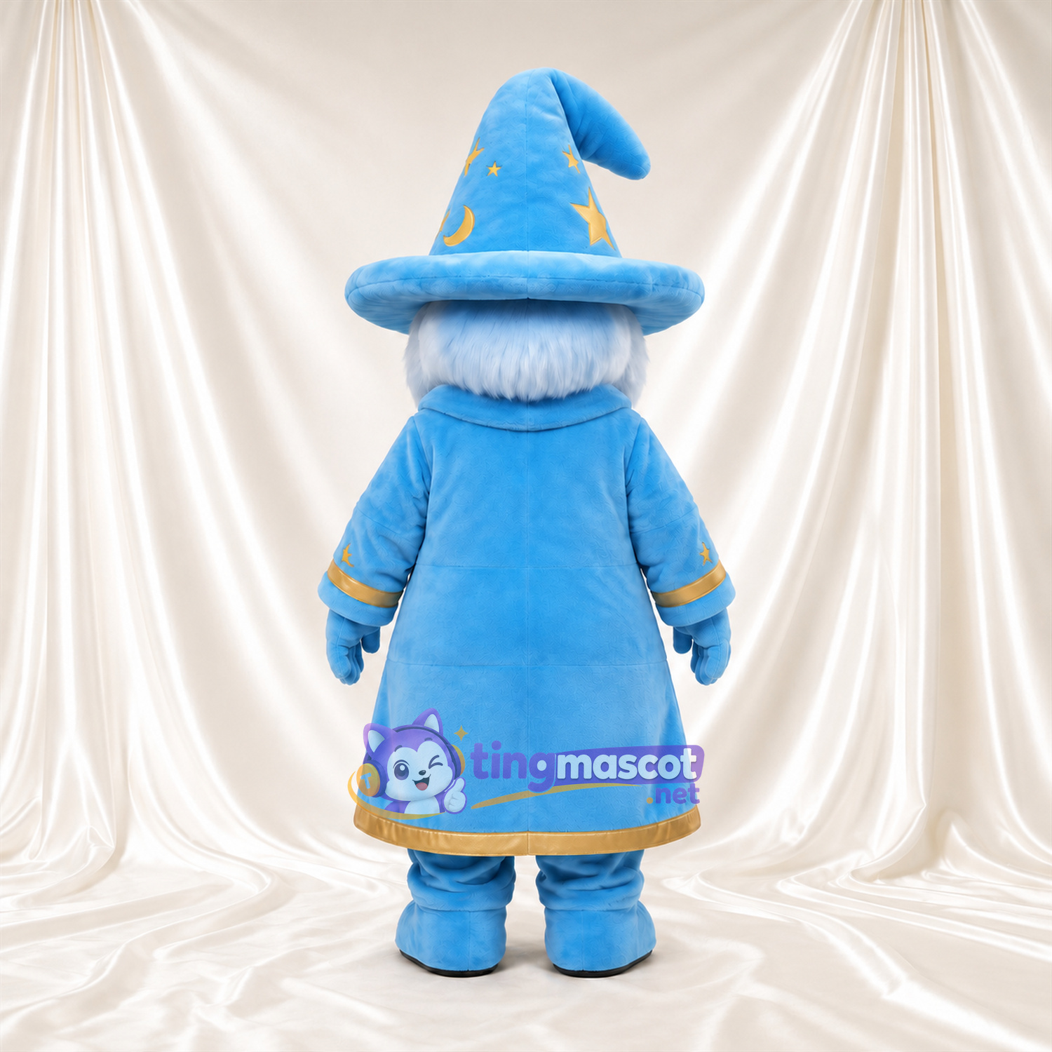 Costume de mascotte Magicien – bleu – Étoile (jaune); Chapeau; Bordure (doré) Costume de mascotte Magicien – bleu – Étoile (jaune); Chapeau; Bordure (doré)