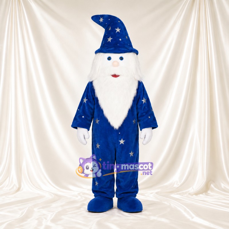 Costume de mascotte Magicien – selon la photo – Étoile (bleu); Costume; Barbe (blanc) Costume de mascotte Magicien – selon la photo – Étoile (bleu); Costume; Barbe (blanc)