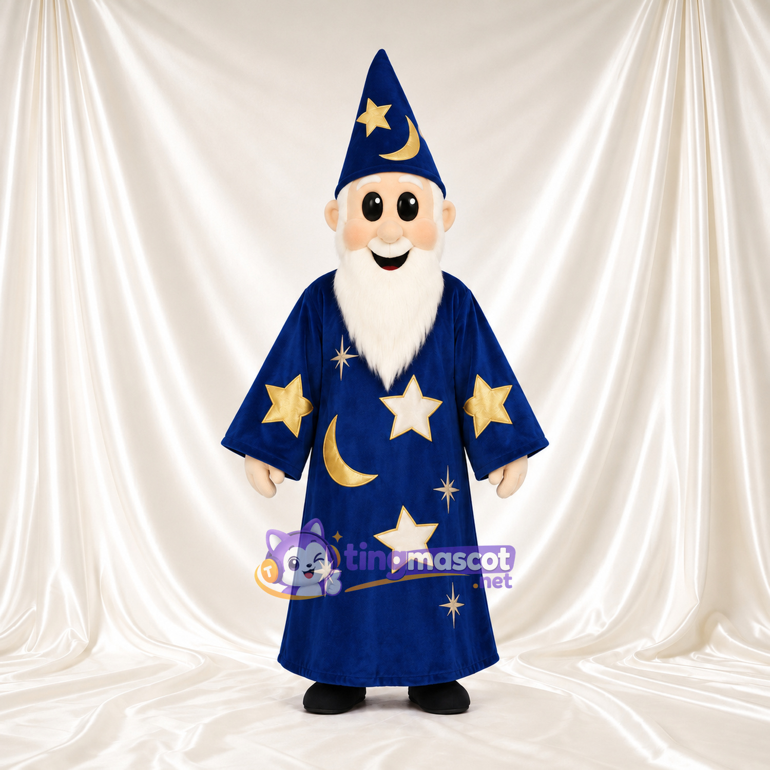 Costume de mascotte Magicien – selon la photo – Étoile (bleu marine); Tunique longue Costume de mascotte Magicien – selon la photo – Étoile (bleu marine); Tunique longue