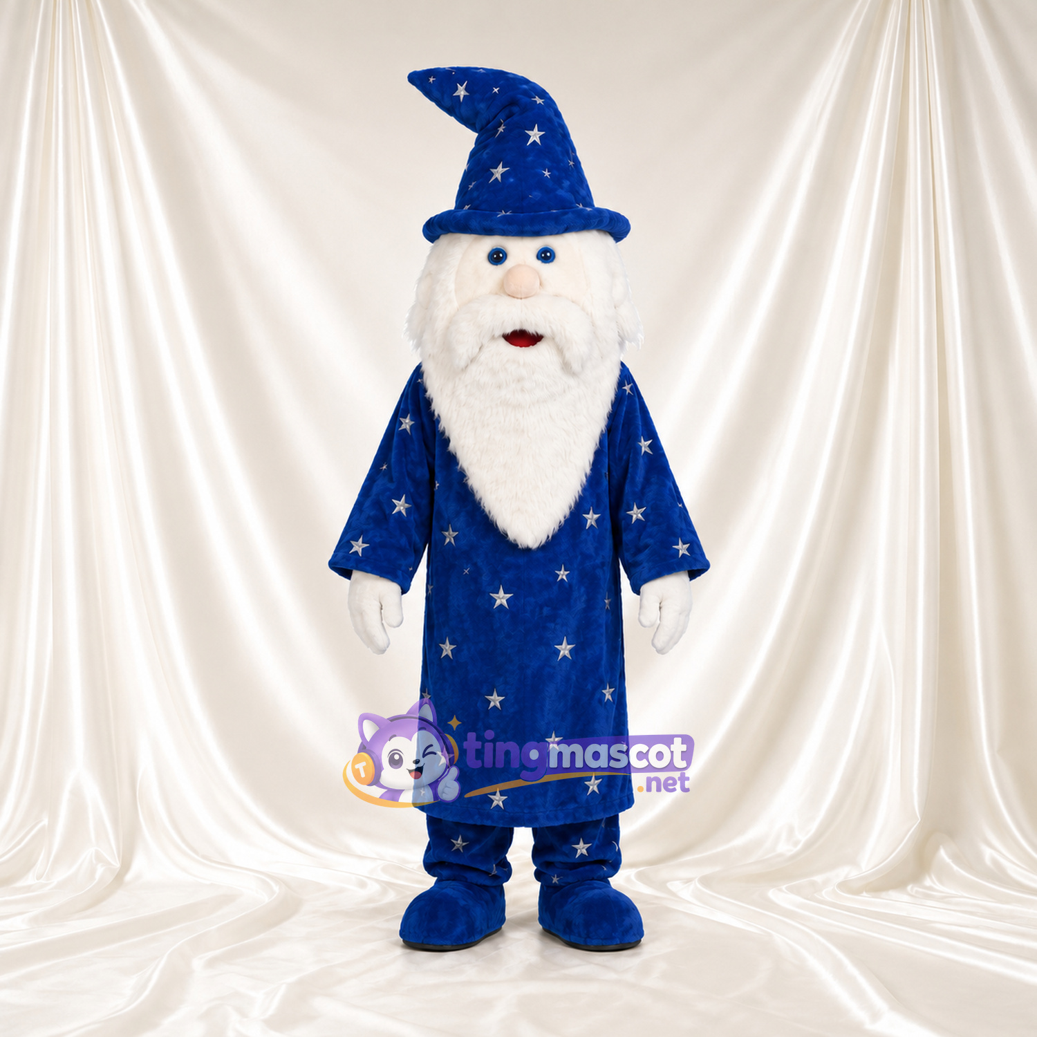Wizard Mascot Costume - Navy Robe and Small White Stars Wizard Mascot Costume - Navy Robe and Small White Stars