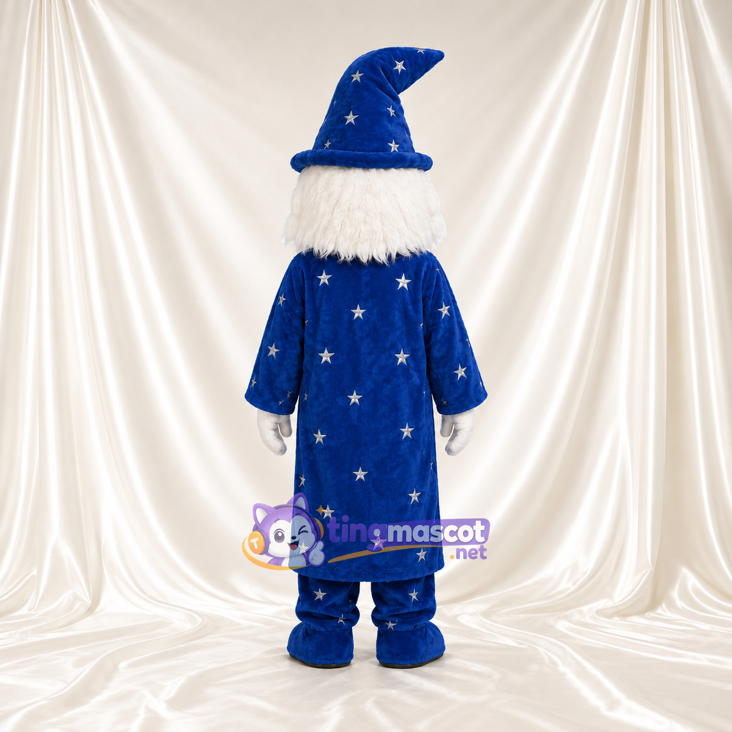 Wizard Mascot Costume - Navy Robe and Small White Stars Wizard Mascot Costume - Navy Robe and Small White Stars