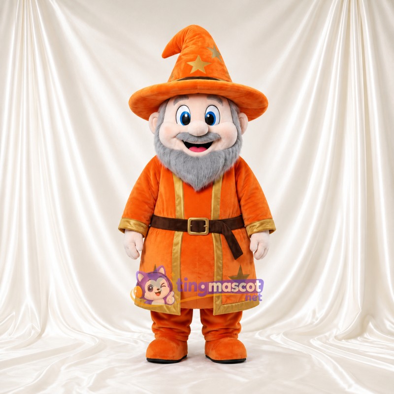 Costume de mascotte Magicien – selon la photo – Étoile (orange); Chapeau; Manteau (doré) Costume de mascotte Magicien – selon la photo – Étoile (orange); Chapeau; Manteau (doré)