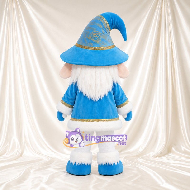 Costume de mascotte Lapin – blanc – Chapeau (bleu); Manteau (doré) Costume de mascotte Lapin – blanc – Chapeau (bleu); Manteau (doré)