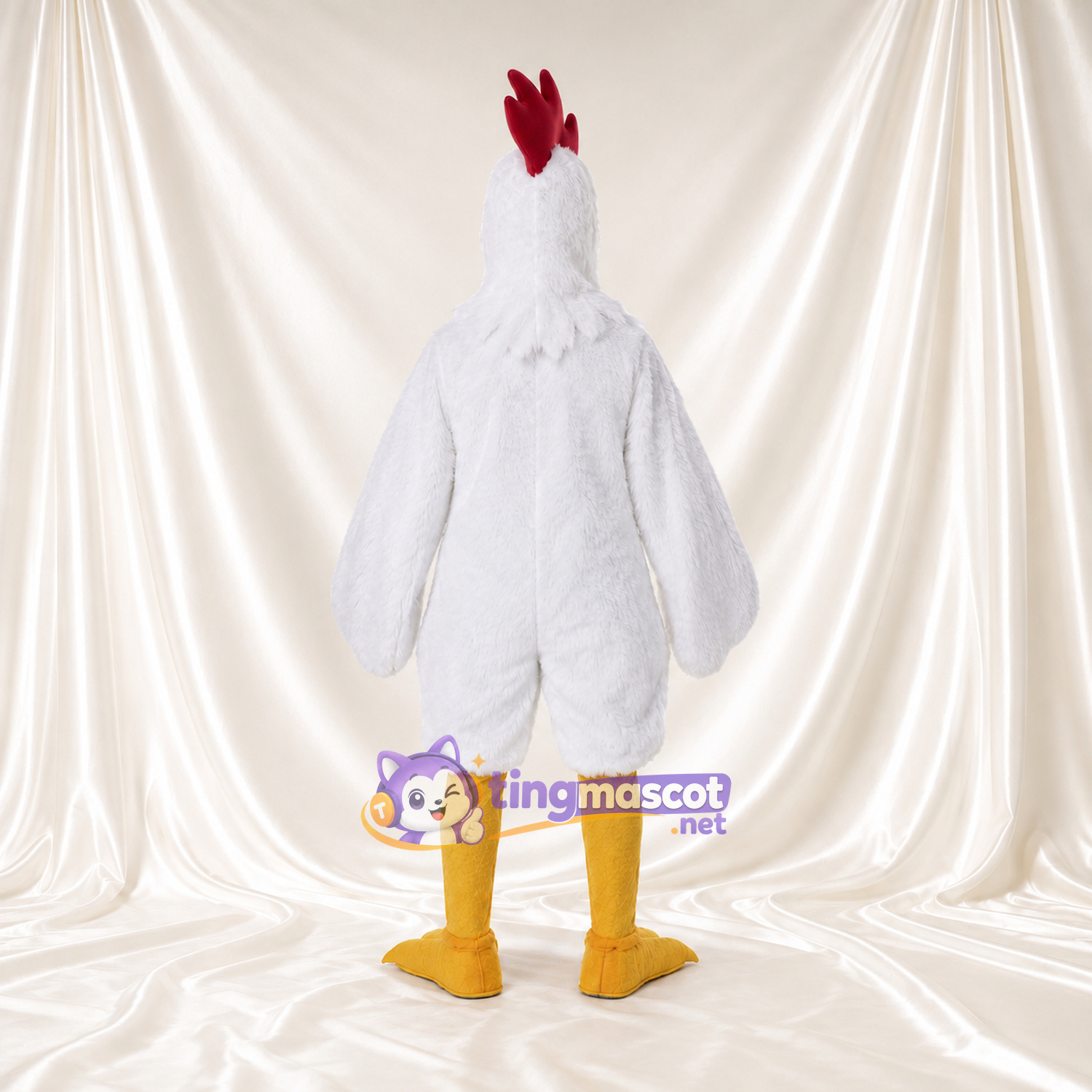 Costume de mascotte Poule – blanc – Crête (rouge); Jambes (long, jaune) Costume de mascotte Poule – blanc – Crête (rouge); Jambes (long, jaune)