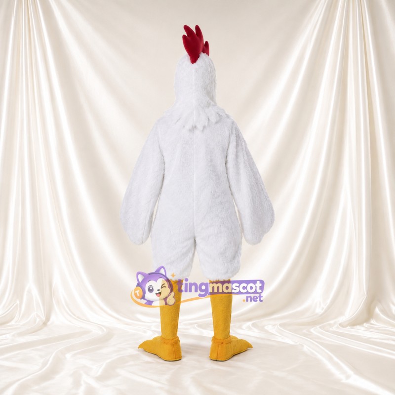 Costume de mascotte Poule – blanc – Crête (rouge); Jambes (long, jaune) Costume de mascotte Poule – blanc – Crête (rouge); Jambes (long, jaune)