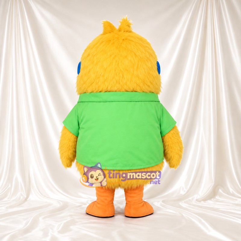 Costume de mascotte Poussin – jaune – Lunettes (bleu); Chemise (vert)