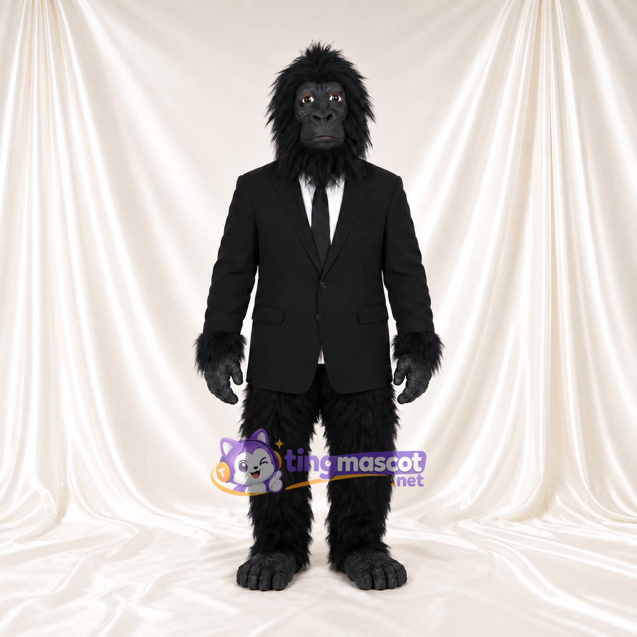 Black Gorilla Mascot Costume - Black Suit and Tie Black Gorilla Mascot Costume - Black Suit and Tie