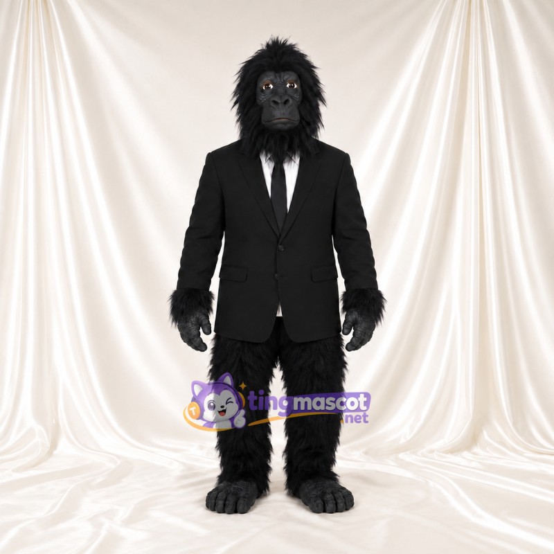 Black Gorilla Mascot Costume - Black Suit and Tie Black Gorilla Mascot Costume - Black Suit and Tie
