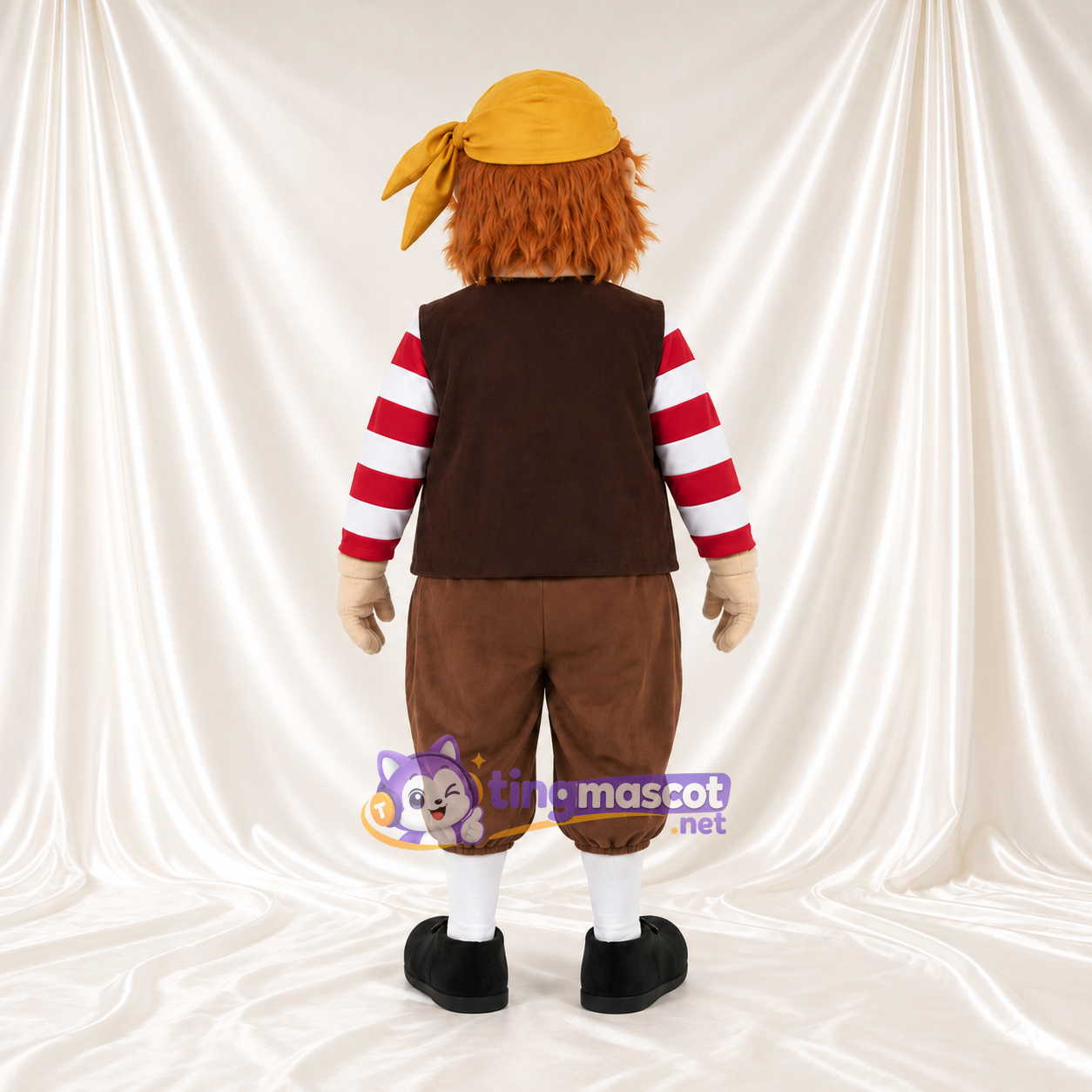 Maskottchenkostüm Pirat – wie abgebildet – Hemd (gestreift); Schärpe (gelb) Maskottchenkostüm Pirat – wie abgebildet – Hemd (gestreift); Schärpe (gelb)