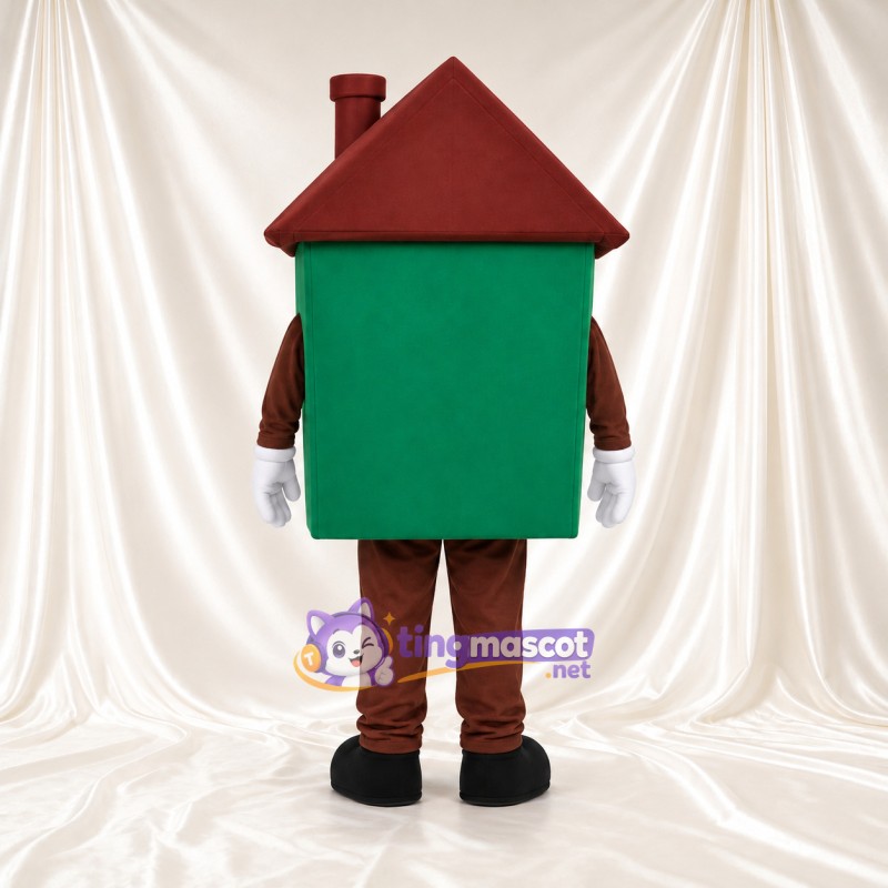 Green House Mascot Costume - Brown Roof and Smiling Face Green House Mascot Costume - Brown Roof and Smiling Face