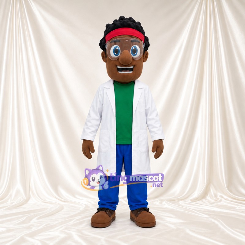 Costume de mascotte Scientifique – selon la photo – Blouse de laboratoire (blanc); Bandeau (rouge) Costume de mascotte Scientifique – selon la photo – Blouse de laboratoire (blanc); Bandeau (rouge)